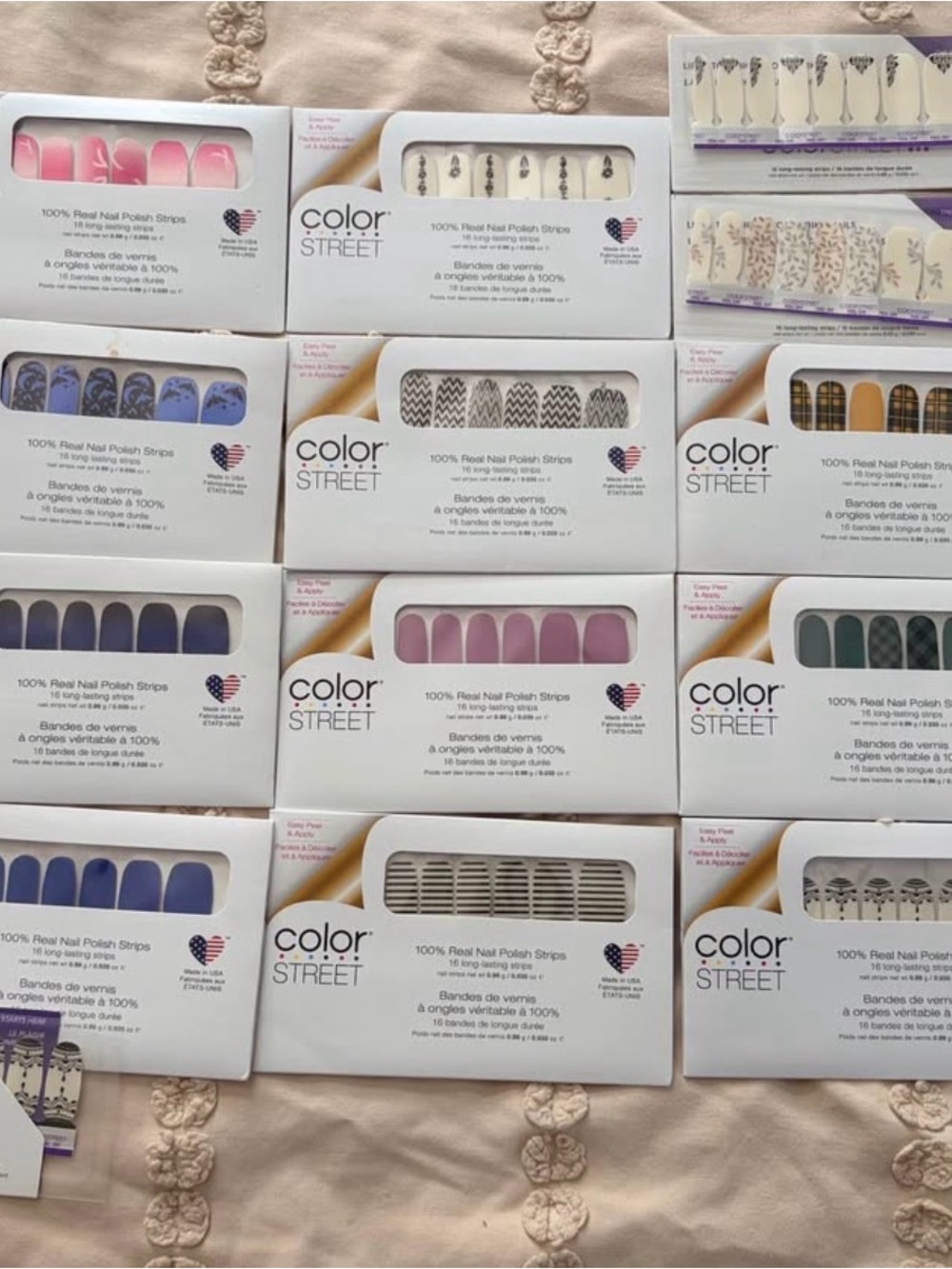 Color Street Pink, Purple, Blue & Neutral Nail Polish Strips Assortment